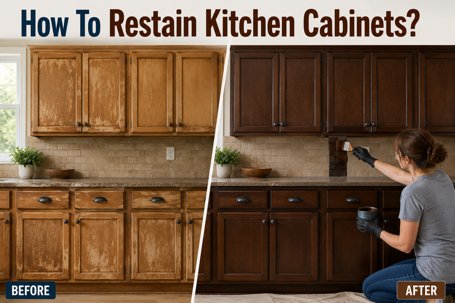 How To Restain Kitchen Cabinets?