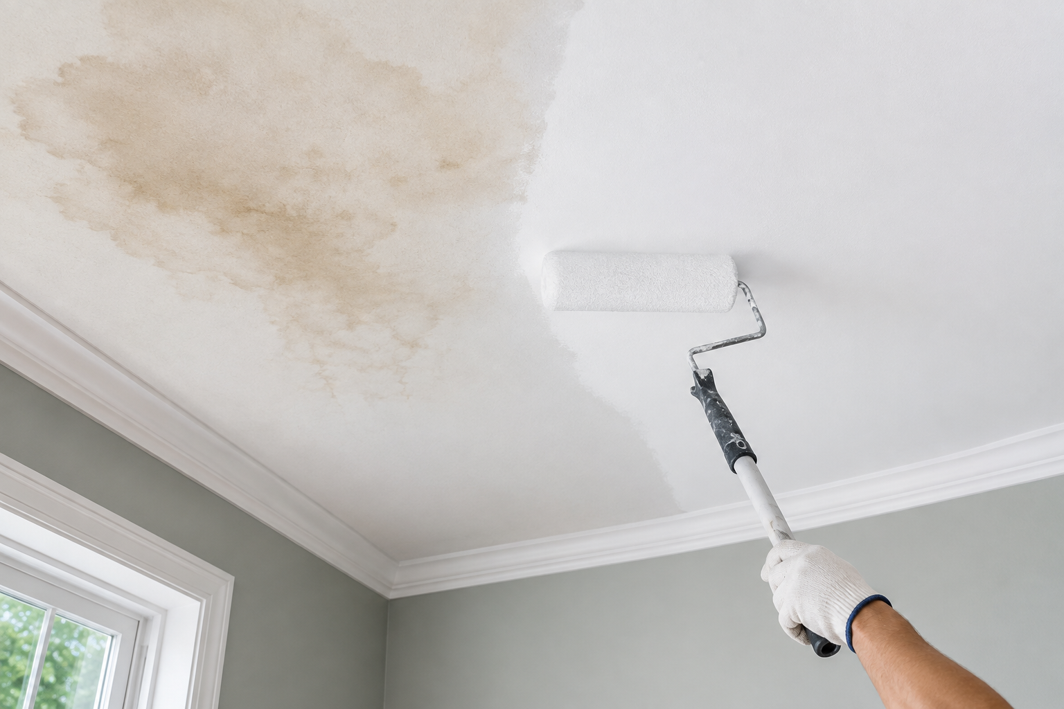 How to Paint Over a Water Stain on the Ceiling