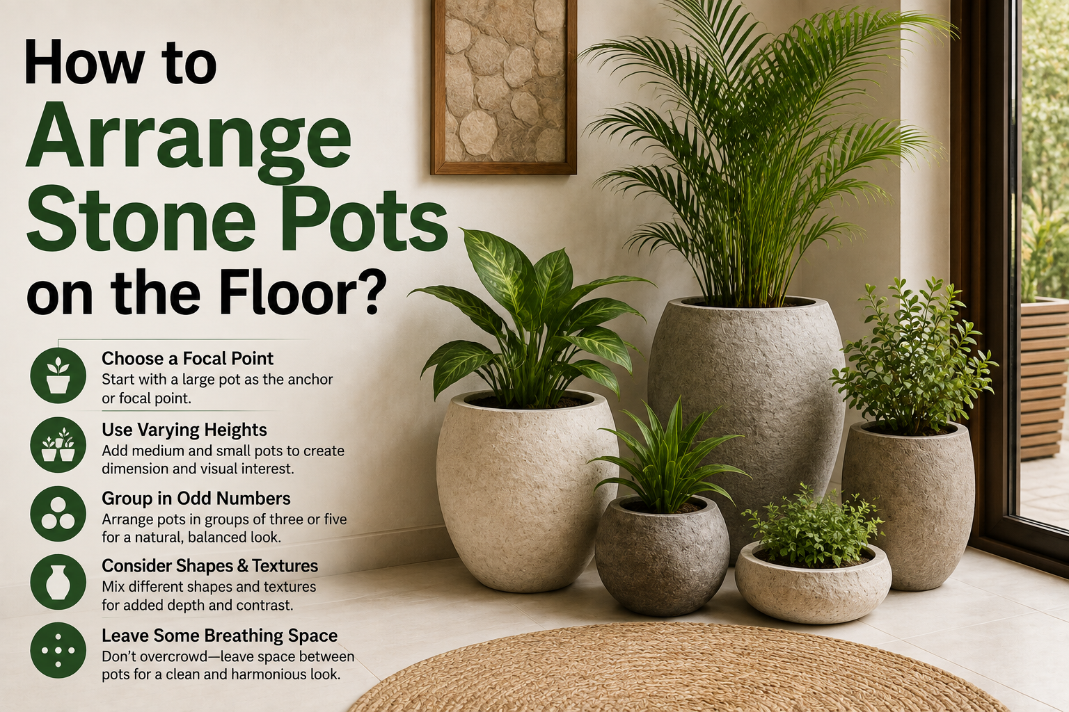 How to Arrange Stone Pots on the Floor
